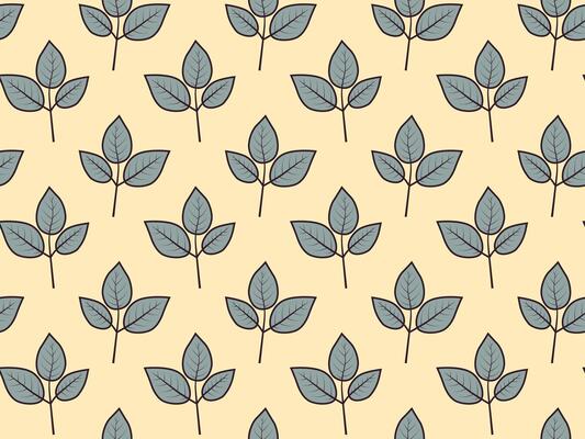 Hand drawn floral pattern design. Simple ornament with plant and leaf.
