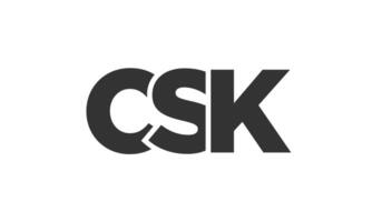 CSK logo design template with strong and modern bold text. Initial based logotype featuring simple and minimal typography. Trendy company identity. vector