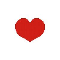 Pixelated Heart. The red heart is drawn with squares illustration vector