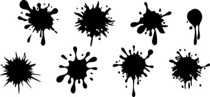 collection of black blots or drops without background vector