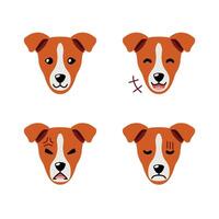 Set of cute character dog faces showing different emotions vector