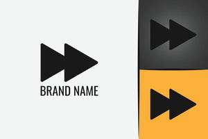 Fast Forward double Right arrow logo icon. Black Rewind double arrow logotype vector