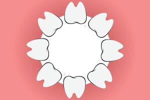Frame of teeth banner. Tooth border medicine concept. Teeth oral dental Inspection Banner vector