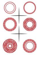 sketch red circle frame border. Simple doodle round, circular red pencil frame border shape vector