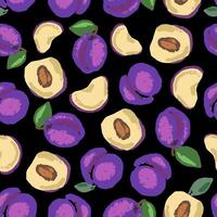 Fruit summer seamless pattern background.Plums seamless background for print, textiles, packaging, product design.Abstract Hand drawn plum drawn in chalk or charcoal pencil . illustration vector
