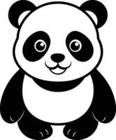 black and white panda silhouette eps 10 vector
