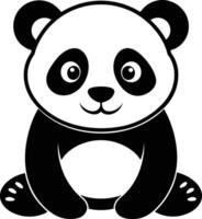 black and white panda silhouette eps 10 vector