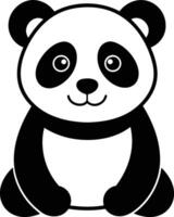 black and white panda silhouette eps 10 vector