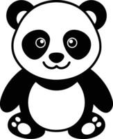 black and white panda silhouette eps 10 vector
