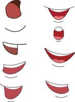 Lips different expressions isolate on white background cute illustration vector