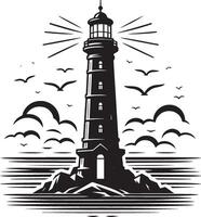 Lighthouse silhouette flat illustration isolated on a white background vector