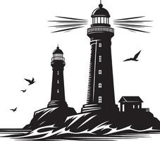 Lighthouse silhouette flat illustration isolated on a white background vector