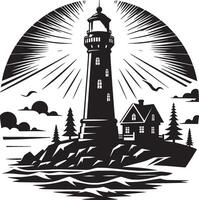 Lighthouse silhouette flat illustration isolated on a white background vector