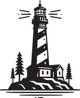 Lighthouse silhouette flat illustration isolated on a white background vector