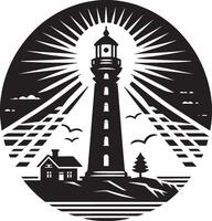 Lighthouse silhouette flat illustration isolated on a white background vector
