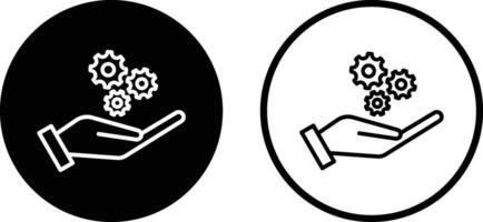 Gears in hand icon in two styles . Settings icon . Support icon vector