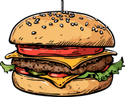 burger illustration isolated on transparent background. png