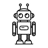 robot icon or modern line symbol. line art and icon design with bold outline. Black and white Pixel Perfect minimalistic symbol isolated white background. Silhouette simple thin sign vector