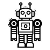 robot icon or modern line symbol. line art and icon design with bold outline. Black and white Pixel Perfect minimalistic symbol isolated white background. Silhouette simple thin sign vector