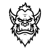 orc icon or modern line symbol. line art and icon design with bold outline. Black and white Pixel Perfect minimalistic symbol isolated white background. Silhouette simple thin sign vector