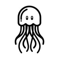 Jellyfish icon or modern line symbol. line art and icon design with bold outline. Black and white Pixel Perfect minimalistic symbol isolated white background. Silhouette simple thin sign vector