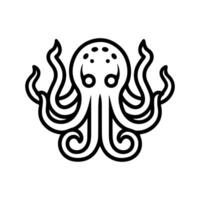 Kraken icon or modern line symbol. line art and icon design with bold outline. Black and white Pixel Perfect minimalistic symbol isolated white background. Silhouette simple thin sign vector