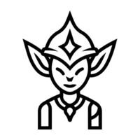 Elf icon or modern line symbol. line art and icon design with bold outline. Black and white Pixel Perfect minimalistic symbol isolated white background. Silhouette simple thin sign vector