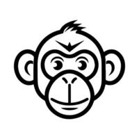 Monkey icon or modern line symbol. line art and icon design with bold outline. Black and white Pixel Perfect minimalistic symbol isolated white background. Silhouette simple thin sign vector
