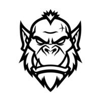 orc icon or modern line symbol. line art and icon design with bold outline. Black and white Pixel Perfect minimalistic symbol isolated white background. Silhouette simple thin sign vector