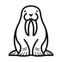 Walrus icon or modern line symbol. line art and icon design with bold outline. Black and white Pixel Perfect minimalistic symbol isolated white background. Silhouette simple thin sign vector