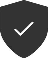 shield check black fill icon vector