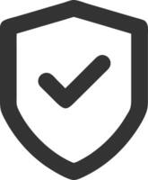 shield check black fill icon vector