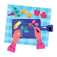A flat style illustration of vegetable cutting board vector