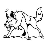 A doodle style icon of an angry wolf vector