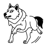 A doodle style icon of an angry wolf vector