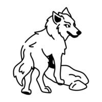 A doodle style icon of an angry wolf vector