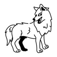 A doodle style icon of an angry wolf vector