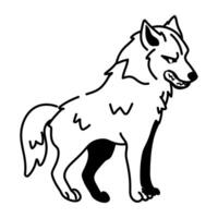 A doodle style icon of an angry wolf vector