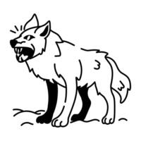 A doodle style icon of an angry wolf vector