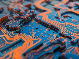 IC circuit board flow design concept. photo