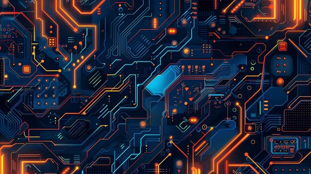 IC circuit board flow design concept. photo