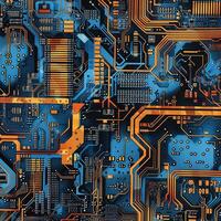 IC circuit board flow design concept. photo