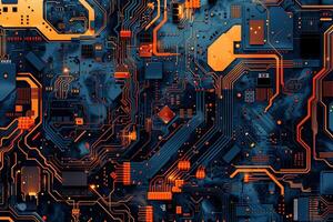 IC circuit board flow design concept. photo