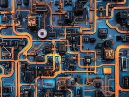 IC circuit board flow design concept. photo