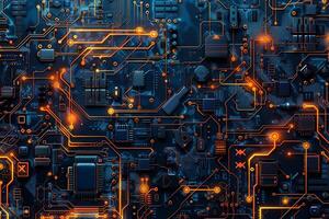 IC circuit board flow design concept. photo