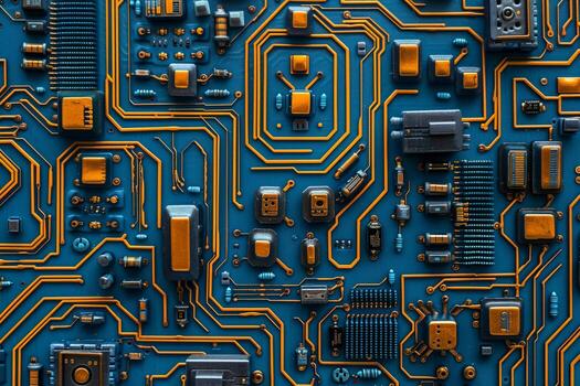 IC circuit board flow design concept. photo