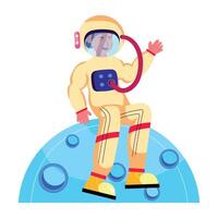 Astronaut landing on moon, flat character illustration vector