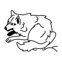 A hand drawn icon of wolf character vector