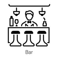 A linear icon of bar counter vector