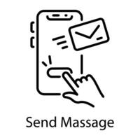 An outline icon of send message online vector